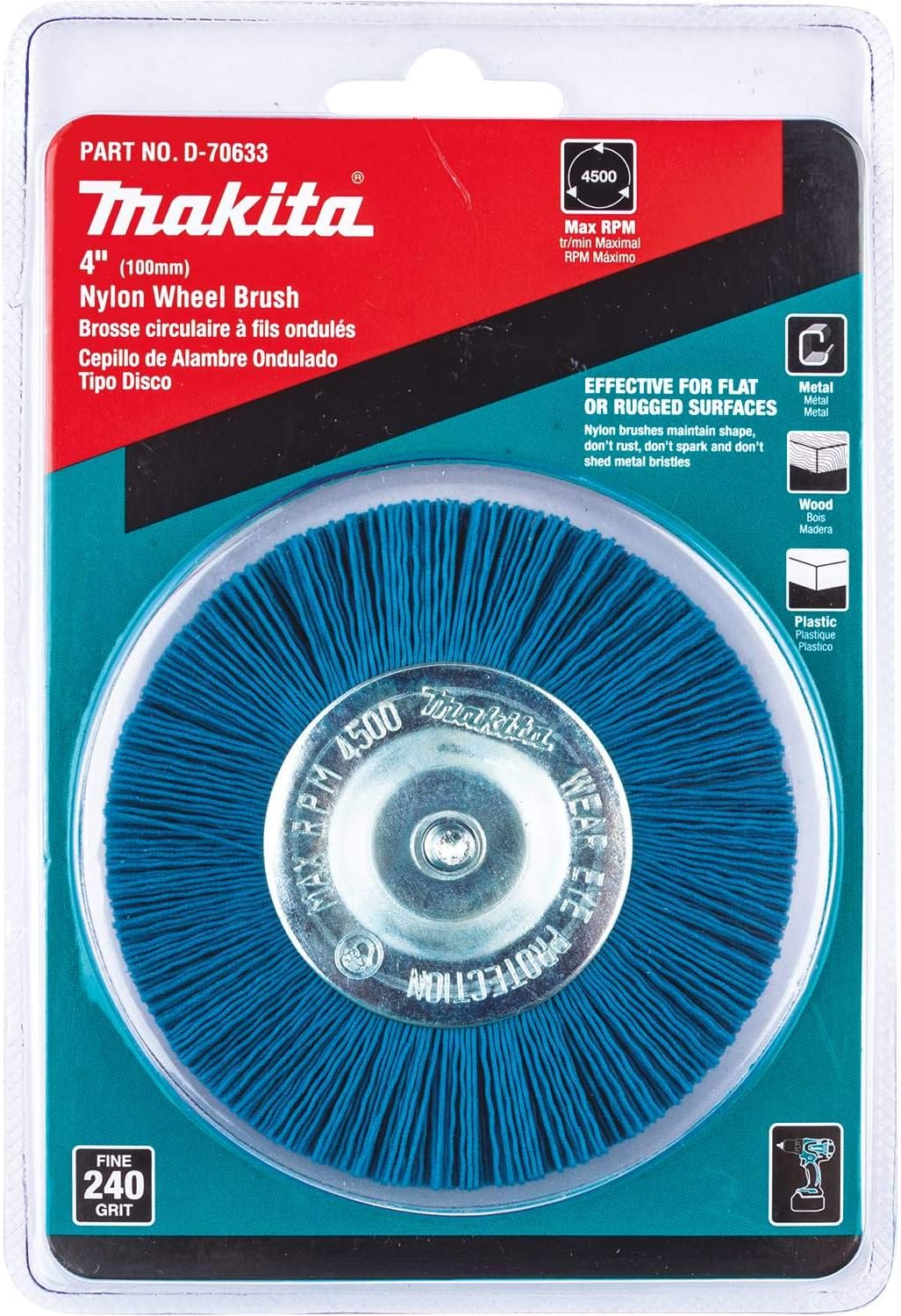 Makita D-70633 4" Nylon Wheel Brush, Fine, 240 Grit : Industrial & Scientific