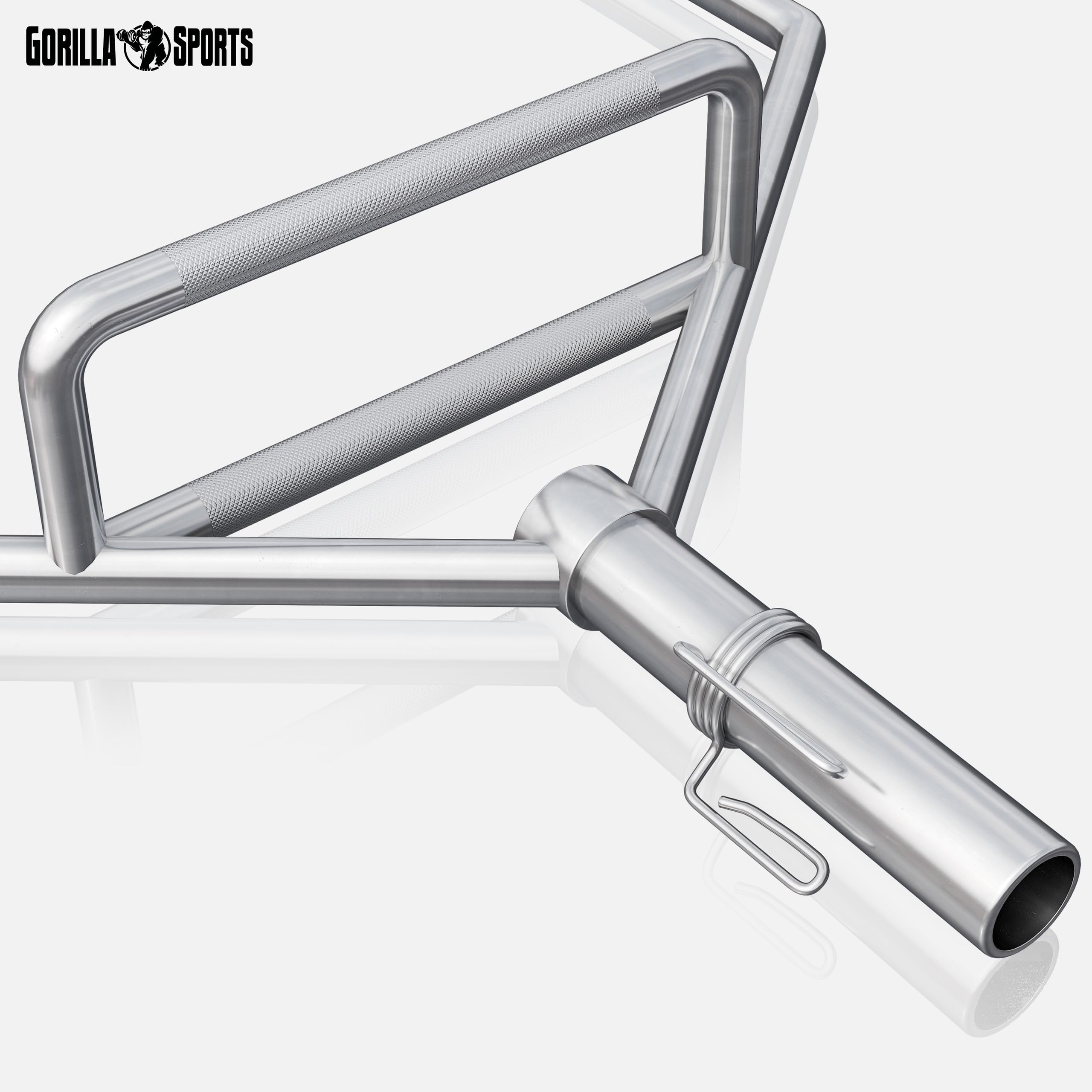 Gorilla Sports® Barre Hexagonale - Olympique, Ø 50mm, Capacité de Poids 270 kg, Acier Chromé - Trap Bar, Shrug Bar, Barre De Levage De Haltères, pour Squats, Deadlift, Haltérophilie, Gym, Domicile