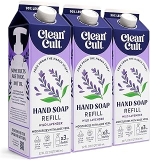 Cleancult Liquid Hand Soap Refills - Wild Lavender - Moisturizes Dry & Sensitive Skin -Made with Aloe Vera & Lavender Essential Oils - Eco Friendly - Paper-Based Packaging - 32 oz/3 Pack