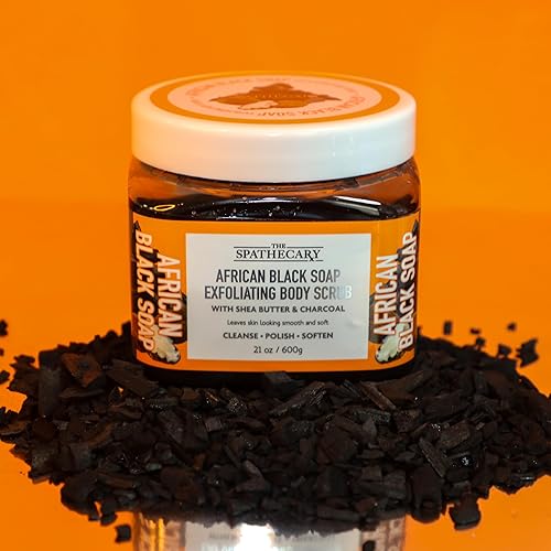 Miniatura 7 de African Black Soap Exfoliating Body Scrub, 21 oz, exfoliante ultra hidratante y exfoliante para nutrir el cuidado corporal esencial