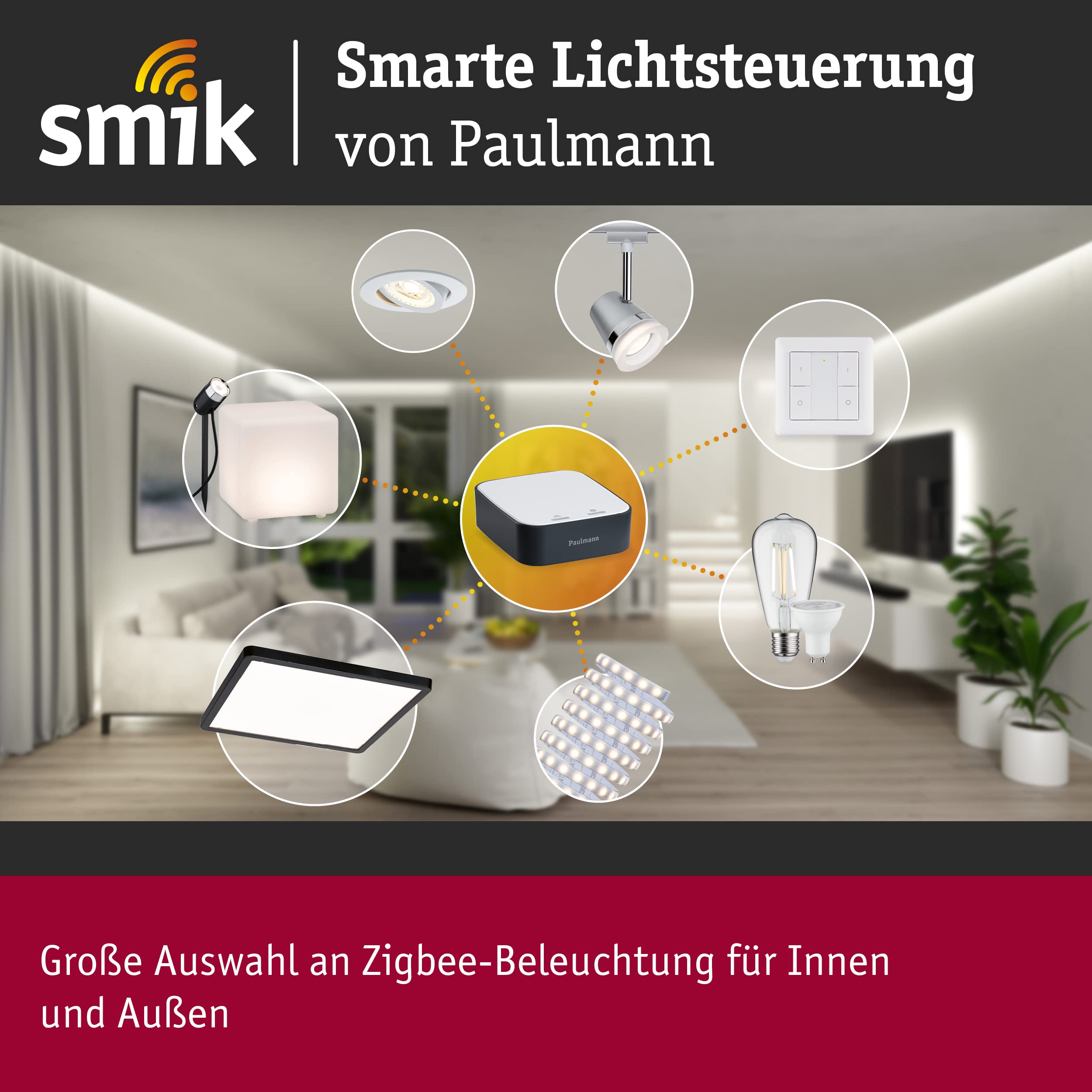 Paulmann 50135 Smart Home Zigbee Gateway Bridge Smik White/Anthracite Plastic Control Center, White, Gray - Image 2