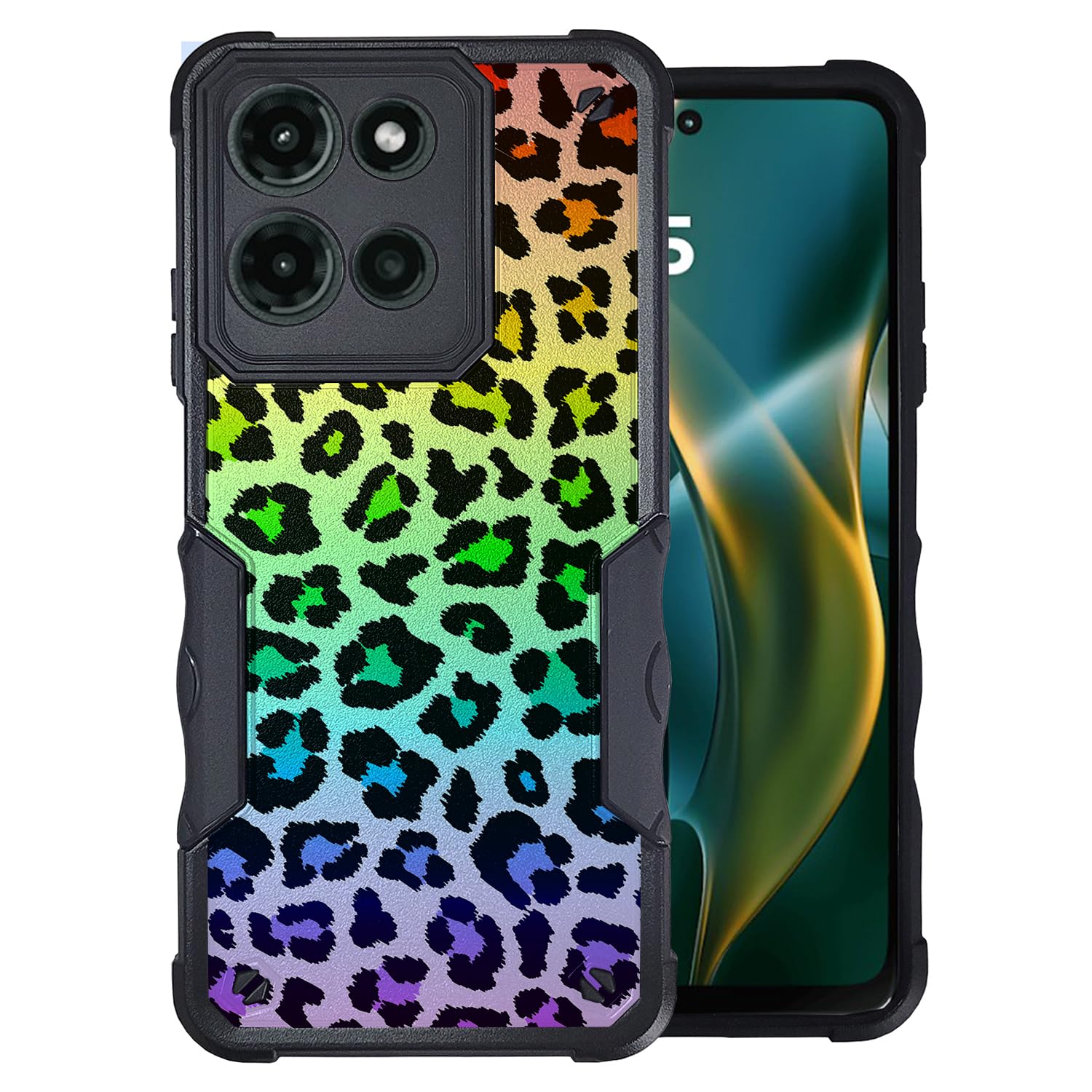 CasesOnDeck Case for Motorola Moto G Stylus 5G 2025 / Moto G Stylus 2025 Design Dual Layer Case - Rainbow Cheetah