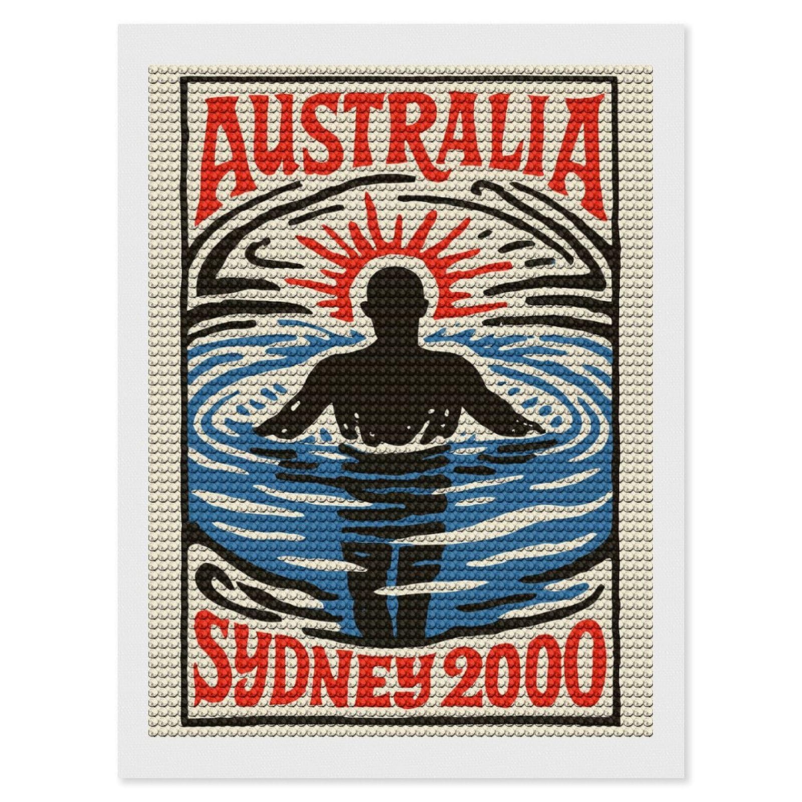 Junmoney Australia Sydney 2000 Diamond Painting Canvas Set 12"x16", Satisfying Creative Project, Easy to Follow Symbols, Fun Craft Experience