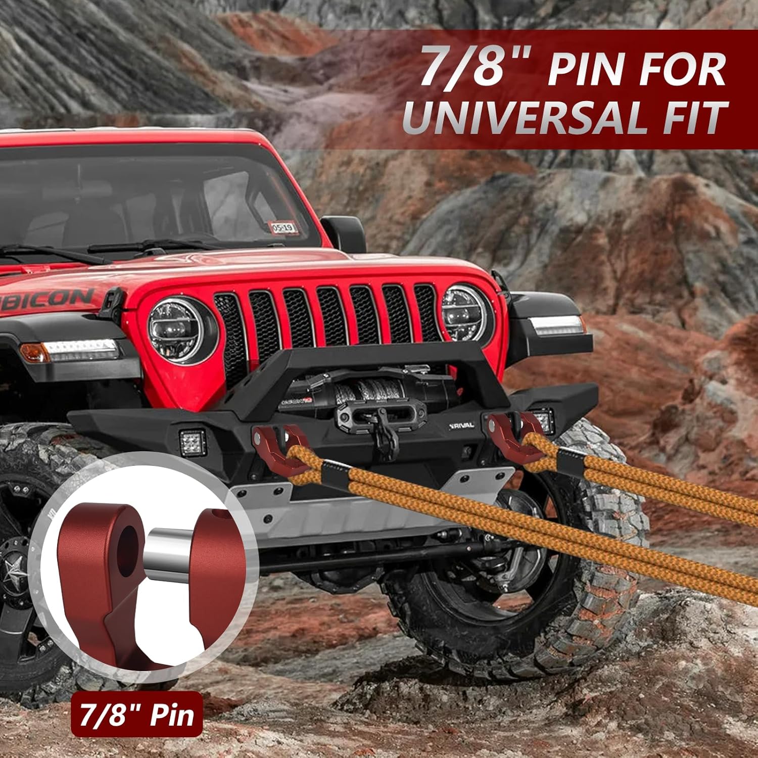 3/4’’ D Ring Shackles Red Aluminum Tow Shackles 70,000 LBS Break Strength 7/8’’ Pin Universal Use with Tow Strap Winch for Off-Road Truck ATV UTV SUV Recovery Towing 2PCS - Image 7