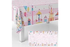 Pink Circus Theme Carousel Tablecloths for Festive Gatherings