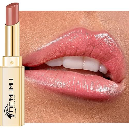 DE'MUMU Nude Pink Lipstick for Women Hydrating Lipstick Glossy Moisture Lip Gloss Sheer-Medium Coverage, Long Lasting Lipsticks for Dry Lips, DM70 Peach Nude
