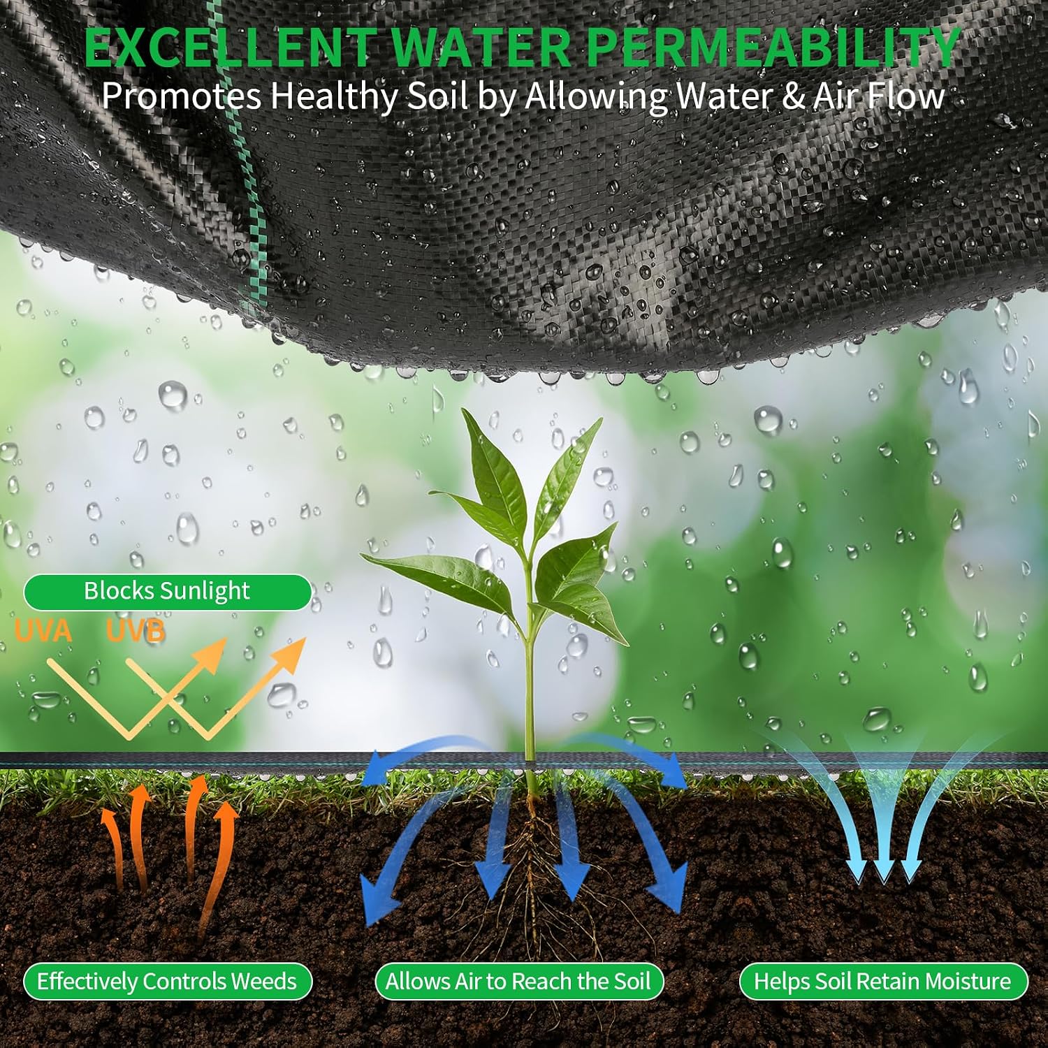 HOOPLE 4FT x 100FT Heavy Duty Weed Barrier Fabric, 3.2oz Woven Geotextile Landscape Fabric, High Permeability Weed Blocker Ground Cover for Garden, Driveway, Gravel Underlayment & Landscaping