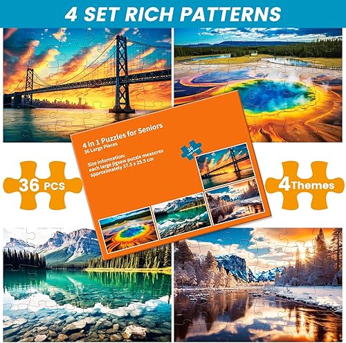 Miniatura 2 de Paquete de 4 rompecabezas de 36 piezas grandes para adultos, rompecabezas para adultos mayores con demencia de Alzheimer, productos de Alzheimer,