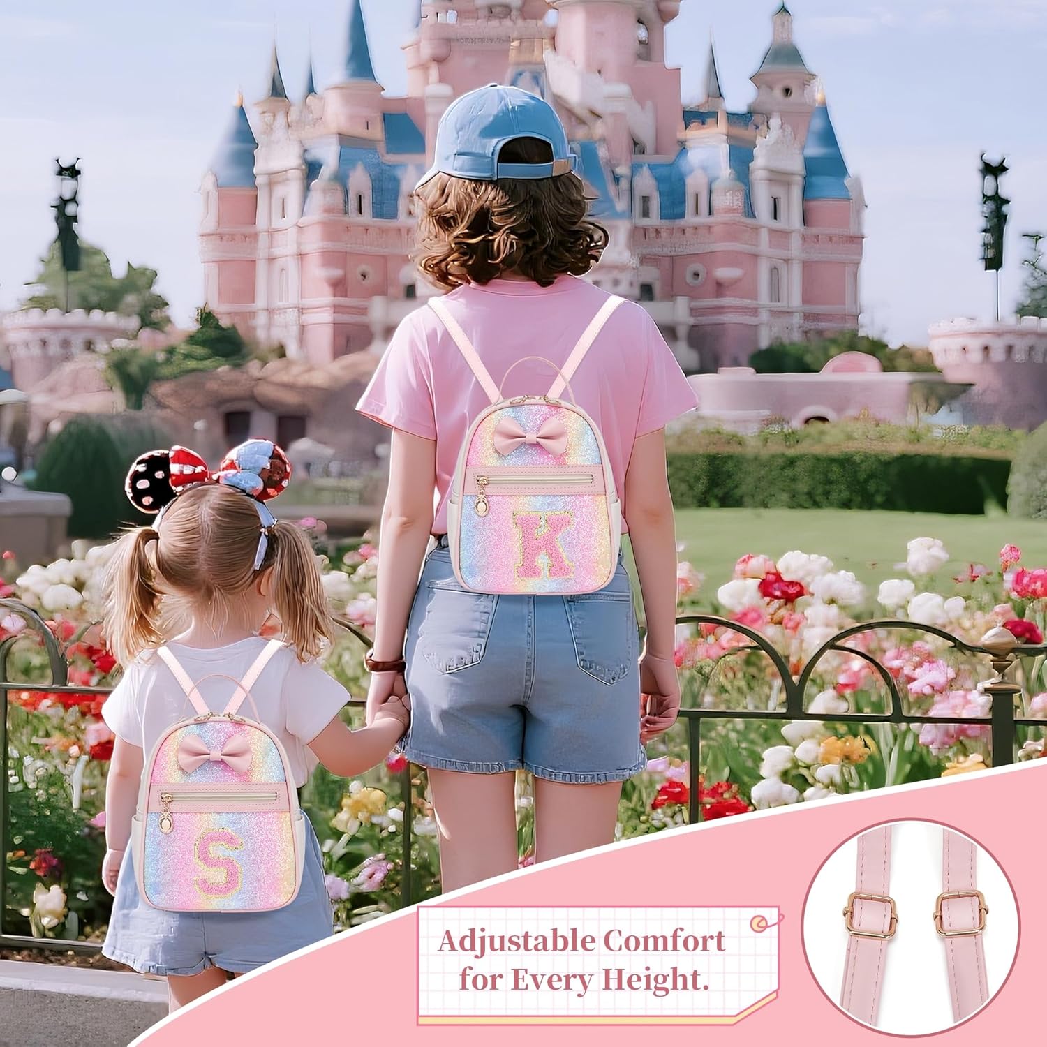 I IHAYNER Girls Initial Purse Small Backpack for Kids Cute Mini Backpack for Girls Personalized Trendy Stuff Gifts for Women （Pink-K）