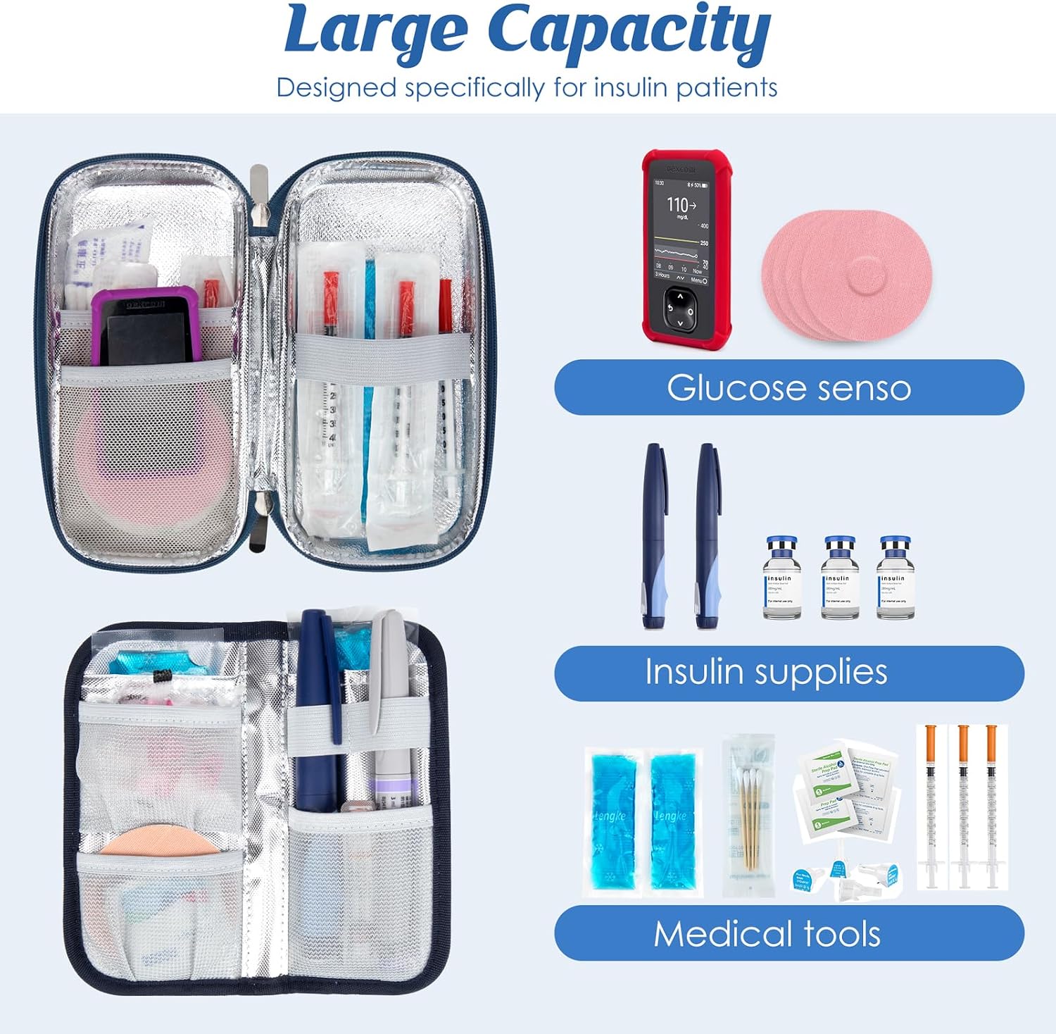 YOUSHARES Insulin Cooler Travel Case - Diabetic Insulated Organizer Portable Cooling Bag for Medication Cooling Insulation, Insulin Pen Case with 2 TSA Approved Cooler Ice Pack image 3