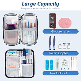 YOUSHARES Insulin Cooler Travel Case - Diabetic Insulated Organizer Portable Cooling Bag for Medication Cooling Insulation, Insulin Pen Case with 2 TSA Approved Cooler Ice Pack (Quicksand Powder)