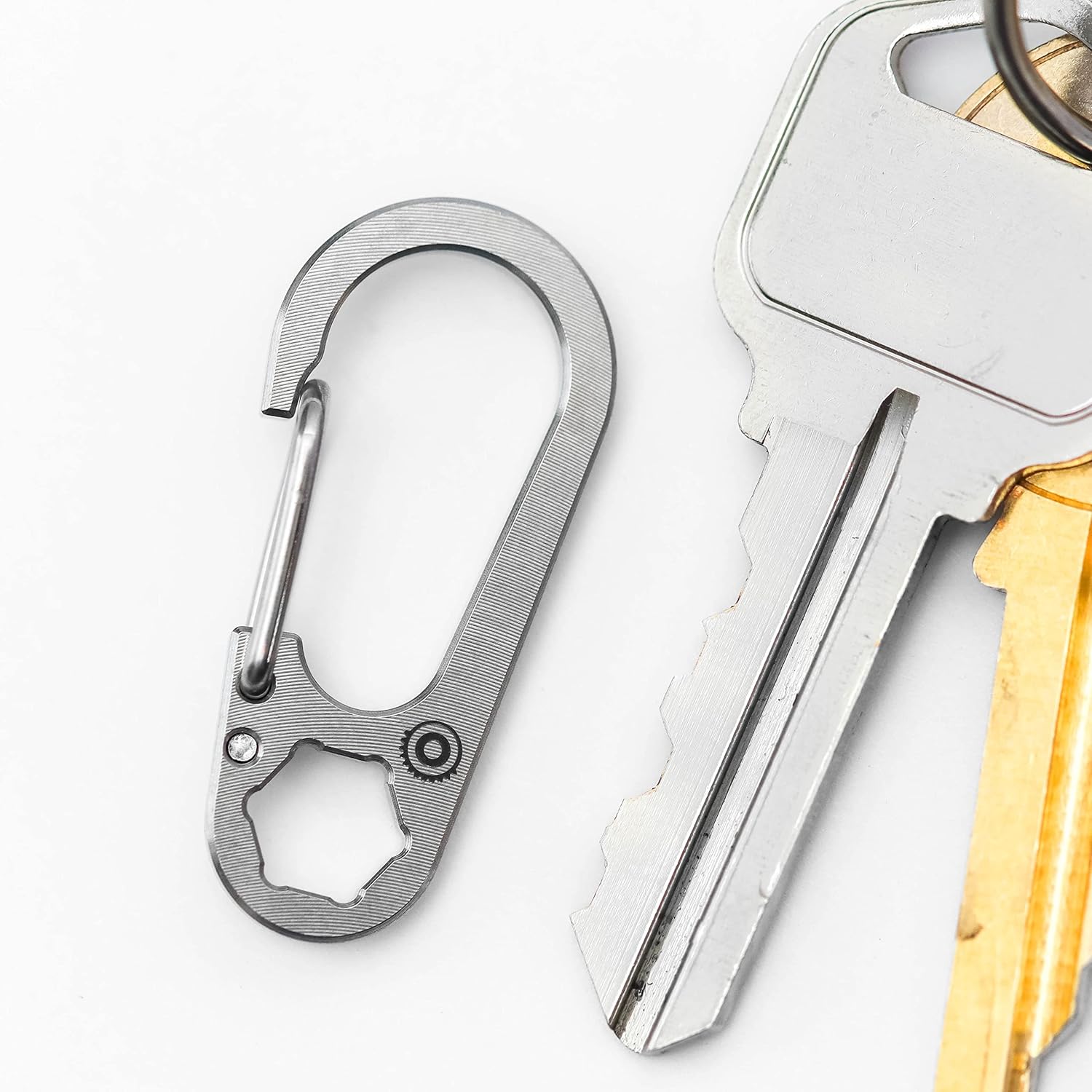 Driver Clip - Mini Titanium Carabiner, Small Titanium Keychain Carabiner Clip 1/4" Bit Driver, Gear Spool EDC Mini Ti Carabineer - Image 8
