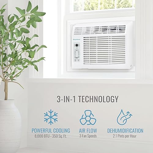 Miniatura 4 de Keystone - Aire acondicionado de ventana de 8.000 BTU Star, control remoto Follow Me, modo de ahorro de energía, temporizador, reinicio automático,