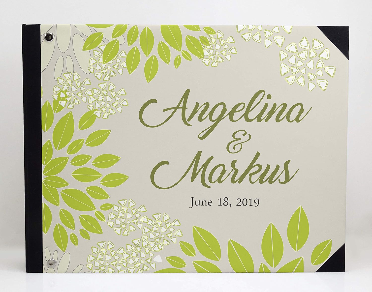 Darling Souvenir Blue Leaves Block Print Wedding Guest Book Hardbound Guest Sign-in Book Guest Registry Guestbook-9 x 12 Inches