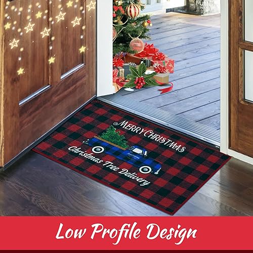 Miniatura 79 de CAROMIO Tapete decorativo de Navidad para puerta delantera, tapete de bienvenida lavable, para interiores y exteriores, antideslizante, tapete