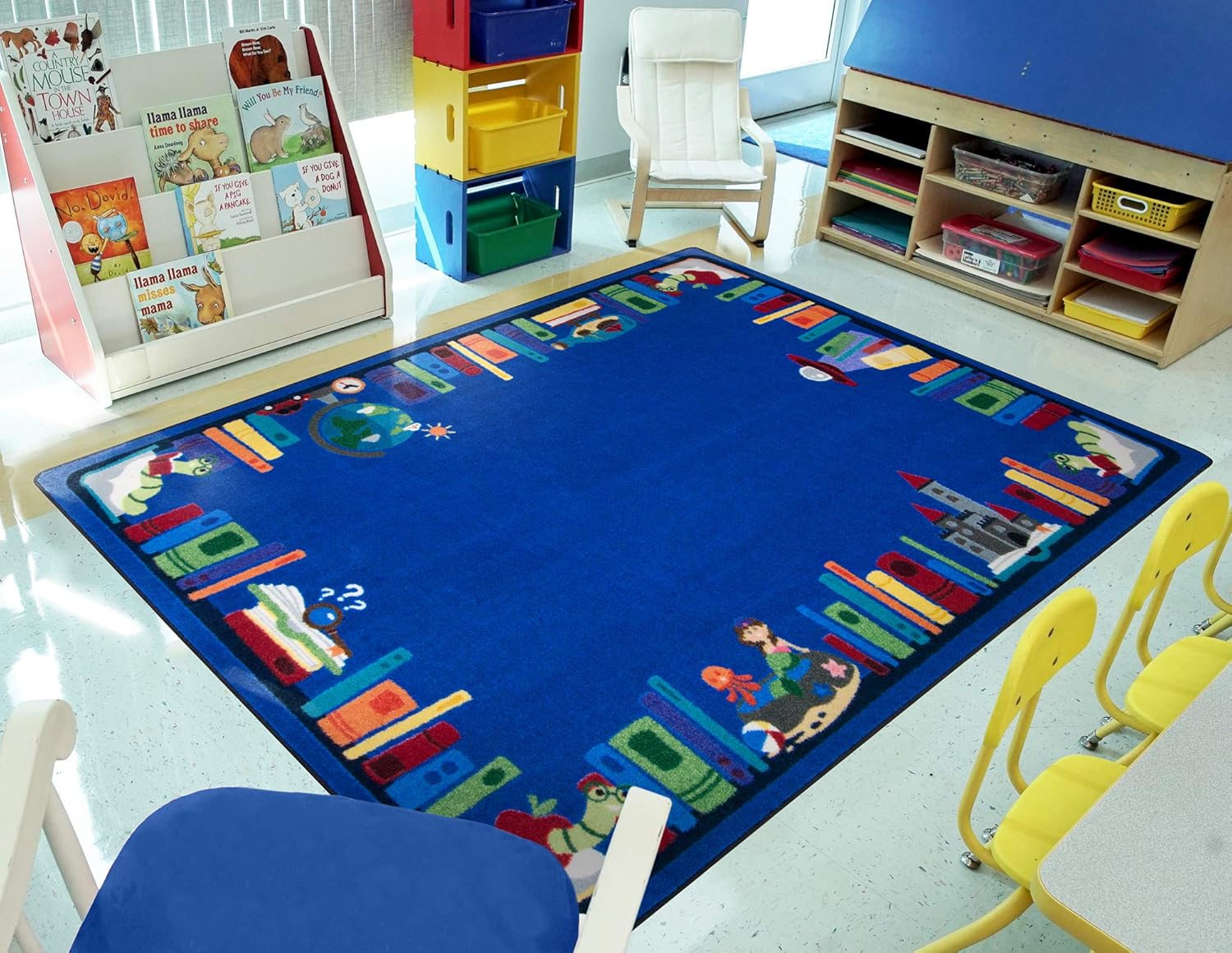 Joy Carpets Discovery Books 7'8" x 10'9" Area Rug in Color Multi