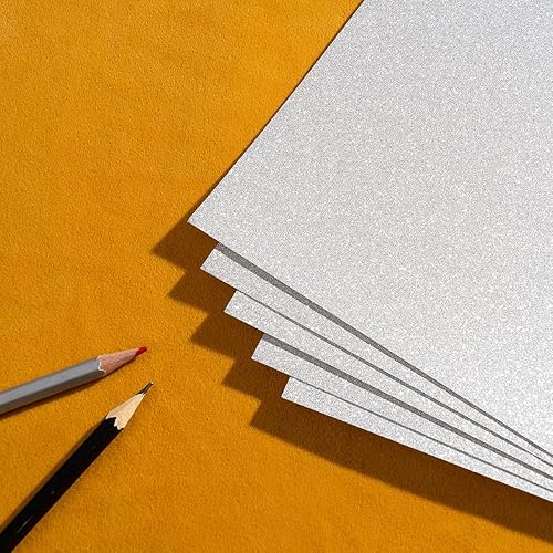Miniatura 5 de 28 hojas de papel de cartulina con purpurina plateada de 8.5 x 11 pulgadas, tarjetas de papel grueso de 250 GSM para fiestas de cumpleaños,