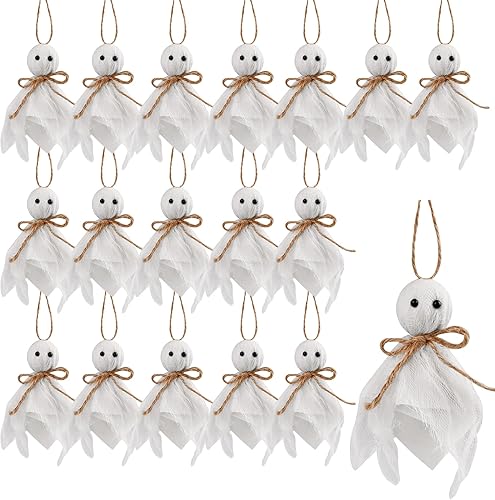 18 Pcs Halloween Ghost Hanging Ornaments Tree Farmhouse Rustic Cloth Ghosts Hang