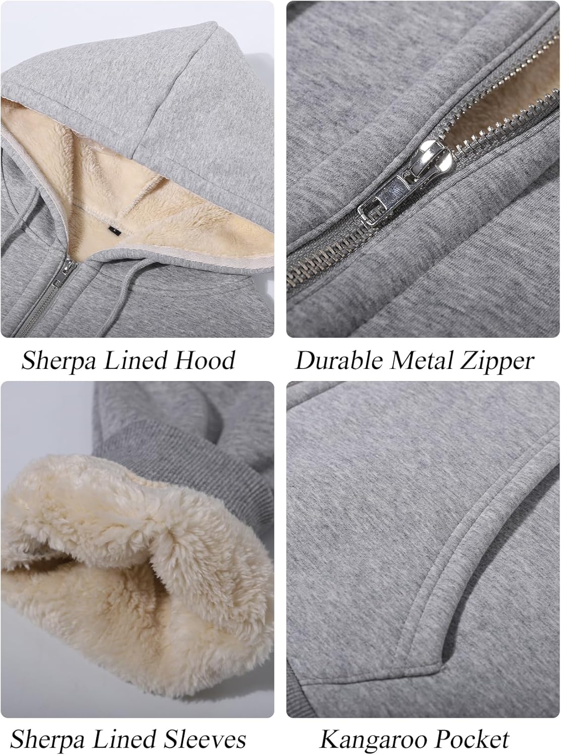 Flygo Men's Sherpa Hoodie Jacket Fleece Lined Zip Up Warm Hoodies Sweatshirt Winter Zipper Sweater Hooded Coat - Image 5