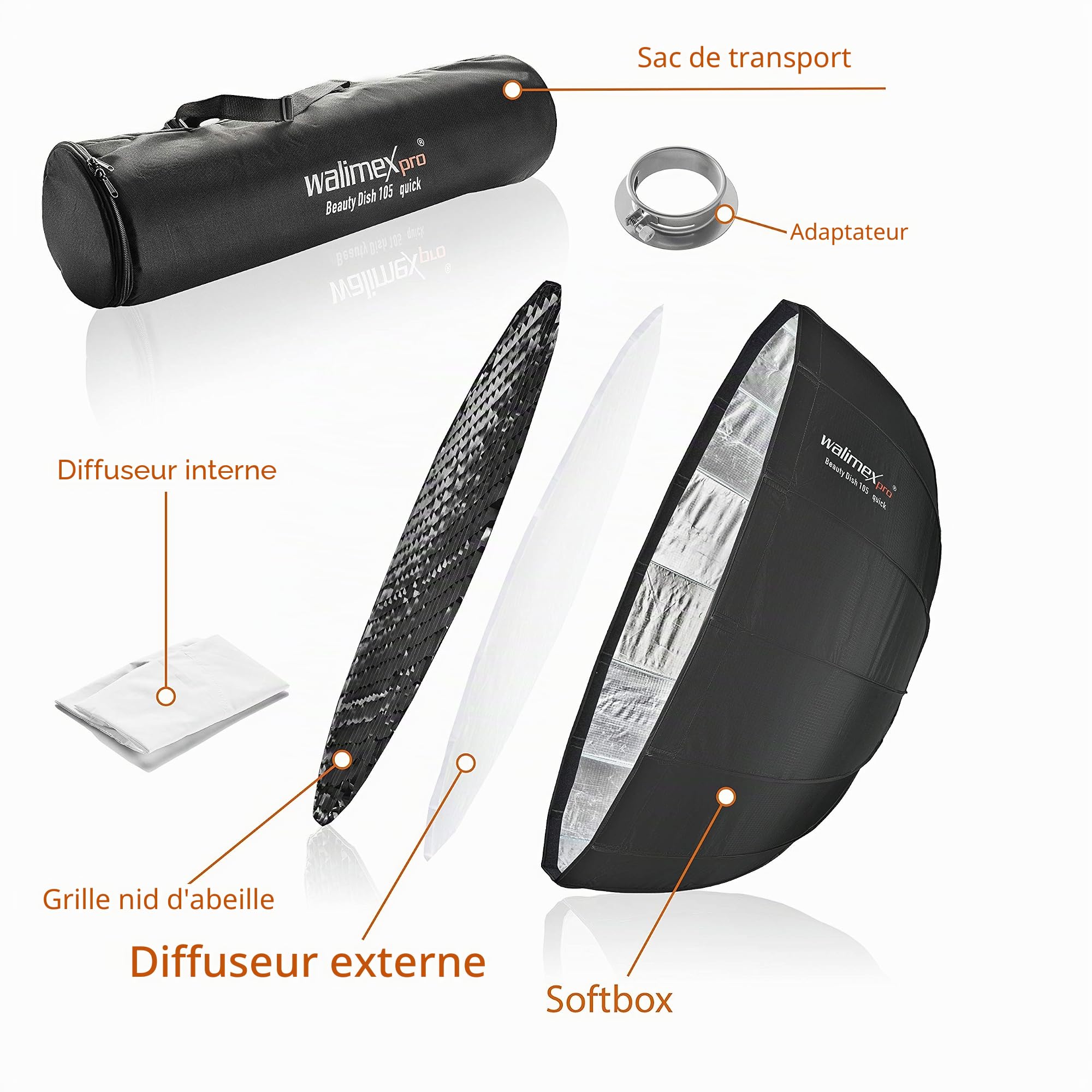 Walimex Pro 22626 22626 Softbox (Ø) 1050 mm, 1 pièce.