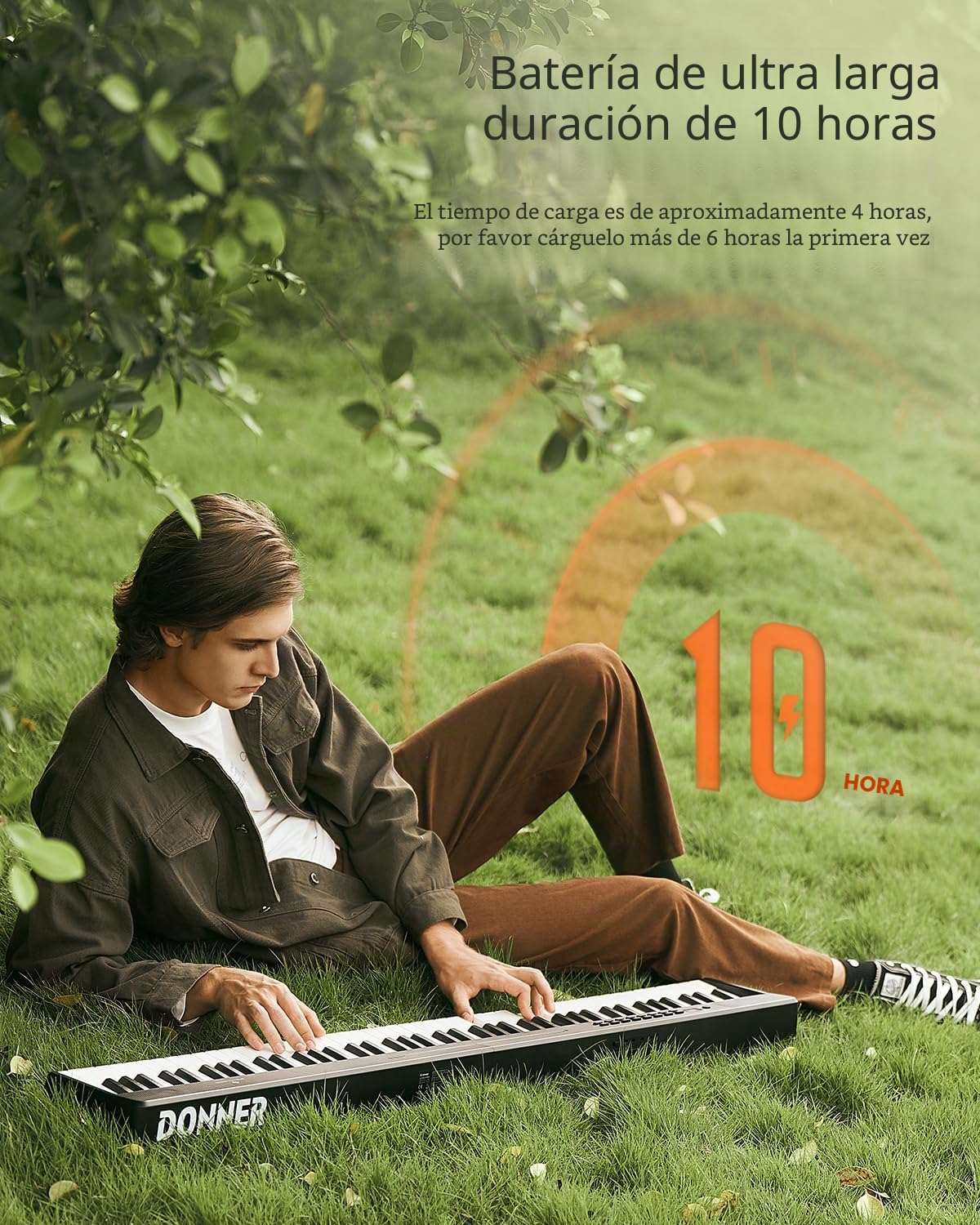 Donner DP-10 Teclado de Piano Portátil 88 Teclas para Principiantes, Teclado de Piano Plegable Bluetooth con Acorde, Grabación, Kit de Batería, Paquete de Piano Digital Plegable con Pedal, Bolsa