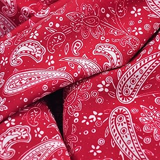 Polyester Rayon Printed Fabric for Craft and Decoration Paisley Pattern by The Yard(Red,2YDS)