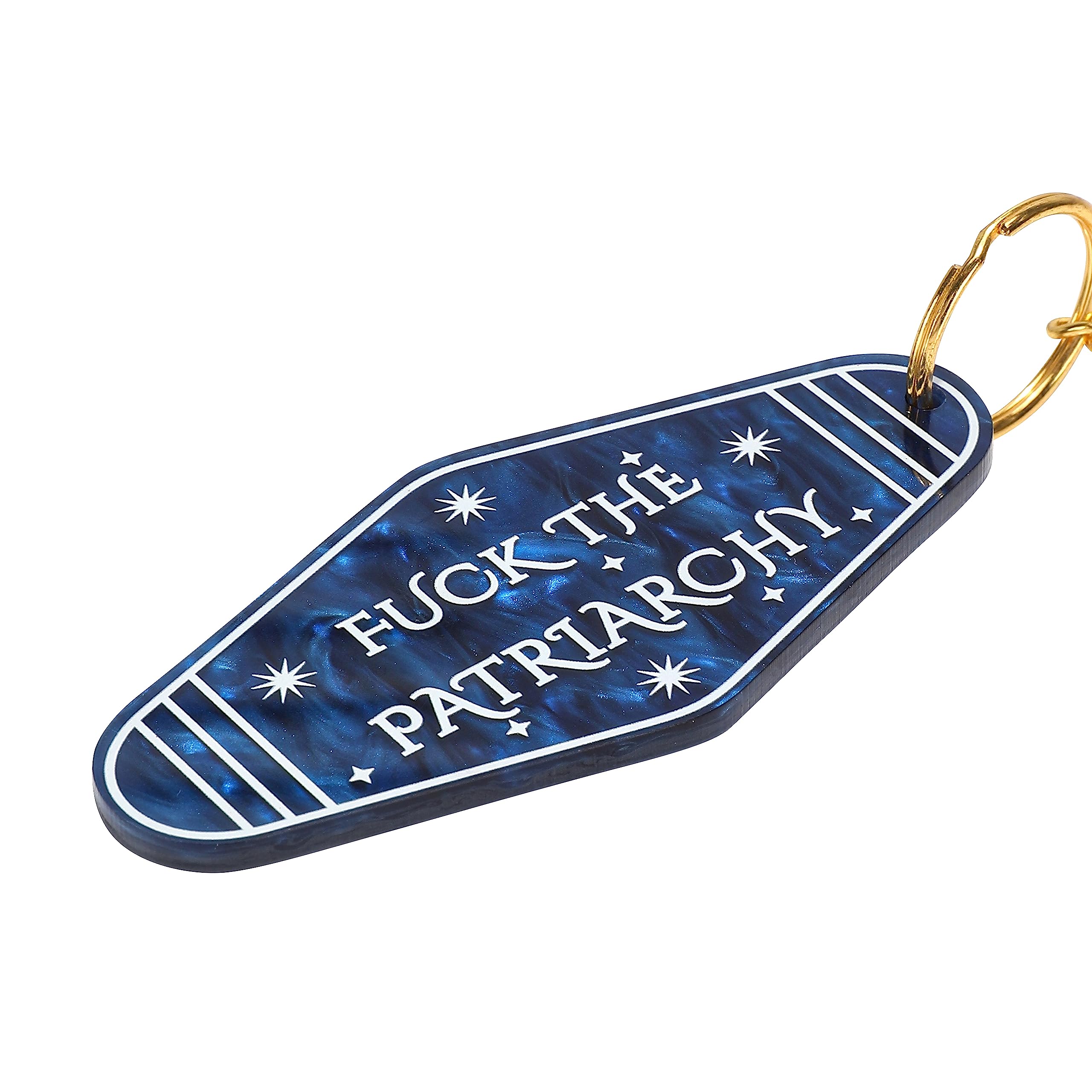 ASVP Shop Fuck The Patriarchy Feminist Keychain, Motel Keychain, Retro Keychain, Women Empowerment (Navy Blue)