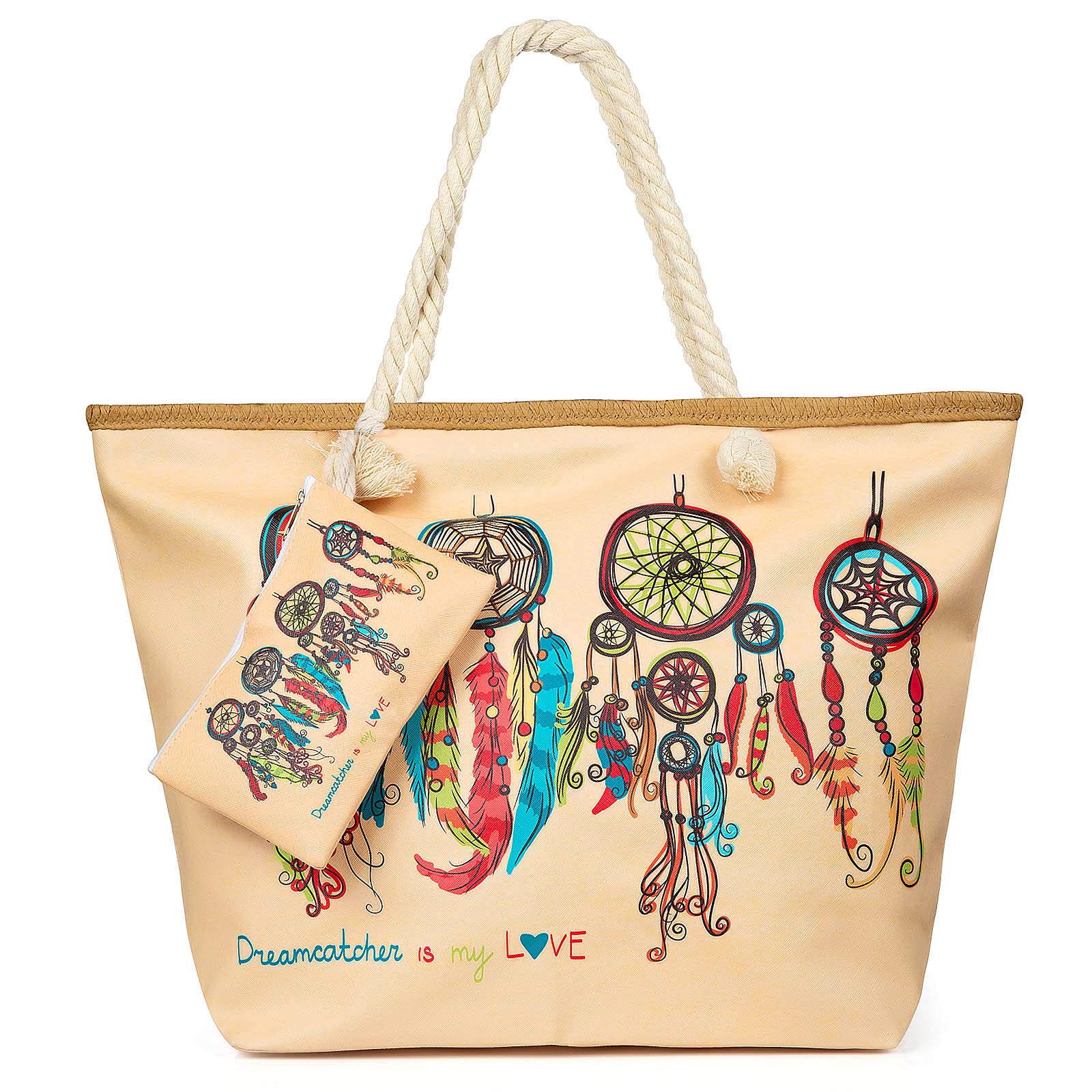 Weinsamkeit Bolso de Playa Grande, Bolsa de Playa para Mujer, Totalizador de Lona Shopper Bolsa de Hombro, Impermeable con Cremallera