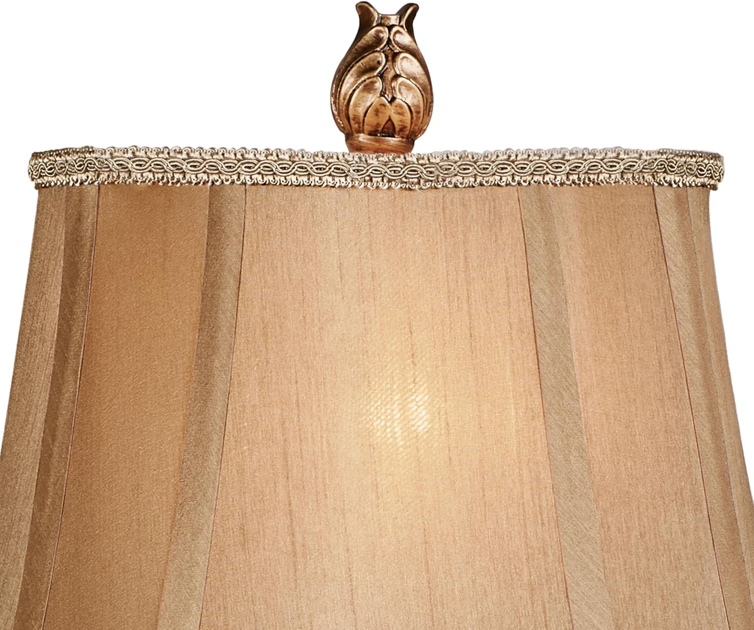 Chapelton Traditional Table Lamp | Finely Handcrafted from Resin | Golden Bronze | Metallic Brushed Gold and Antique Gold Accents | Tan Faux Silk Shade | Classically Elegant Tabletop Lighting Design