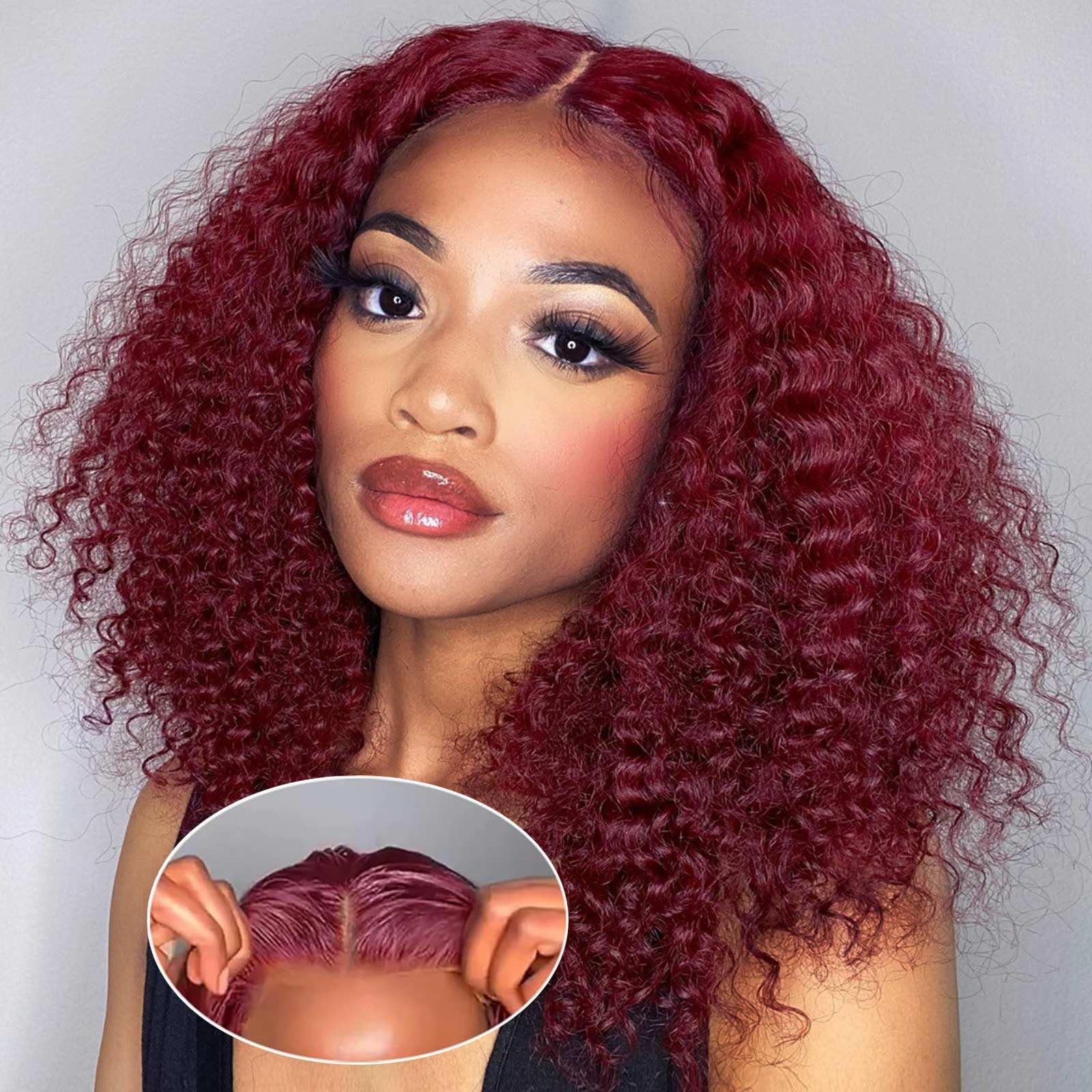 omswet Curly BOB Wig Human Hair 200 Density 5x5 HD Lace Closure Deep Wave Wigs for Black Women Glueless Wear and Go Pre Plucked Deep Wave Wet and Wavy