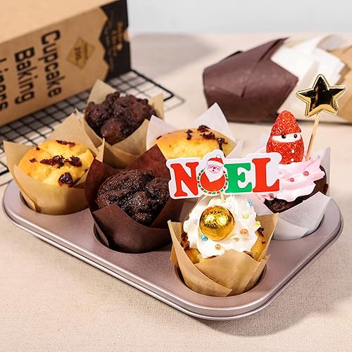 Miniatura 8 de Nordic Paper - 100 piezas de papel blanco de gran tamaño para cupcakes de tulipán para hornear tazas de papel pergamino de la UE, revestimientos