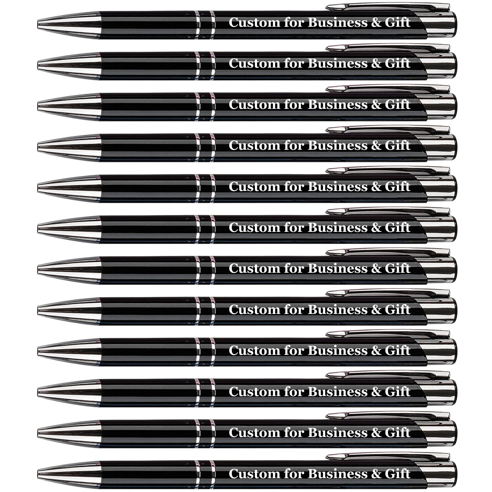 SHIBASHAN Up to 480 Pcs Personalised Pens with Name Custom Pen with Engraved Text Aluminium Black Ink Retractable Black Ballpoint Pen Customised Pens Bulk For Business Great Gift Ideas — image 1