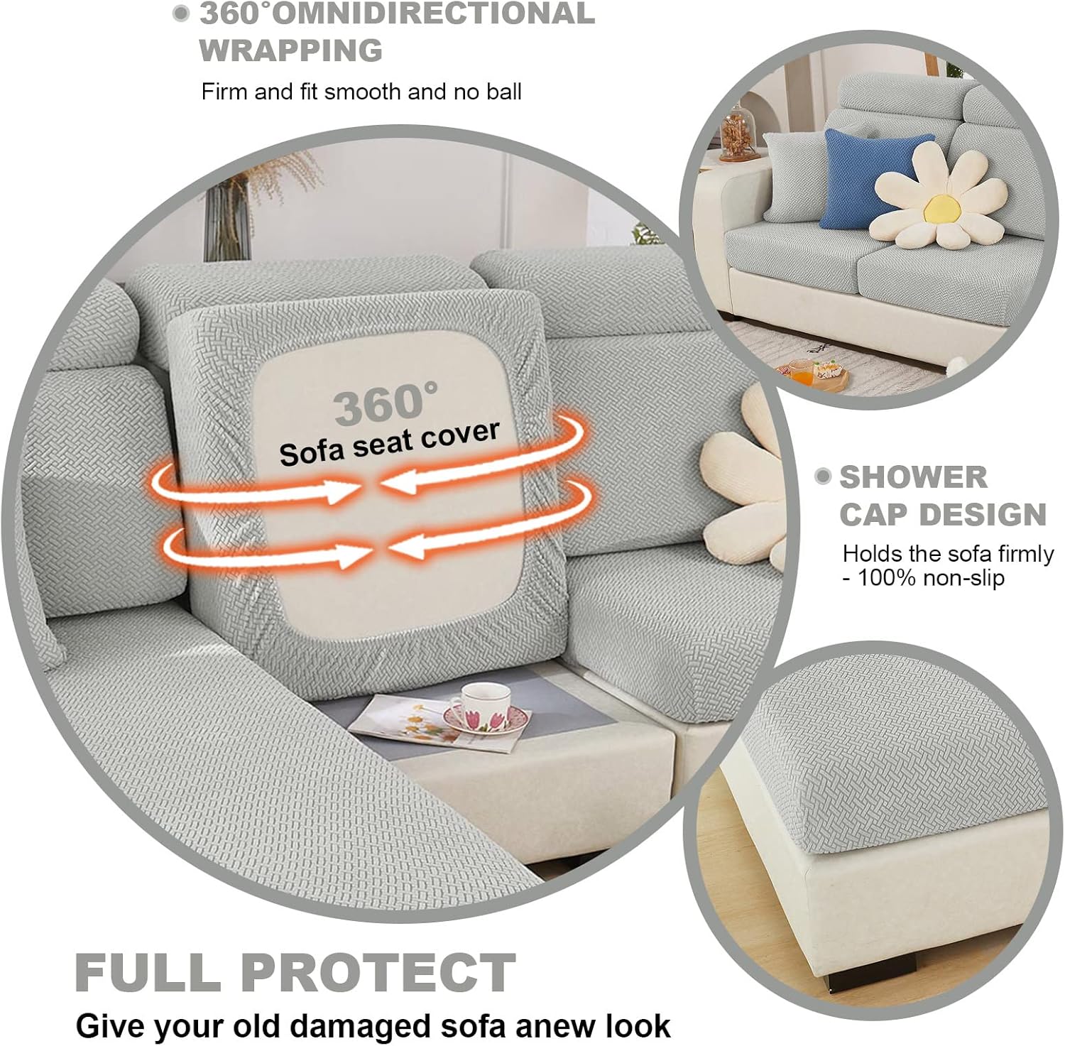 2023 Newest Universal Sofa Cover, Wear-Resistant Stretch Couch Cushion Slipcovers, Magic Sofa Covers, Furniture Protector Anti-Slip L Shape/Chaise Lounge Sofa Cover for Living Room Dogs Pets