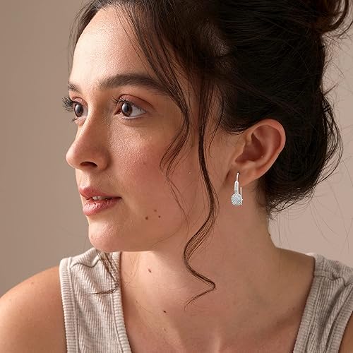 Miniatura 2 de LeCalla 925 Sterling Silver Leverback Earrings Lightweight Zirconia Leverback Drop Dangle Earring for Women