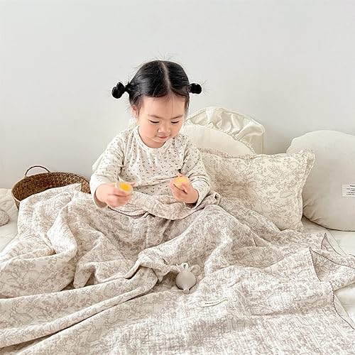 Miniatura 2 de BuLuTu Juego de manta y funda de almohada de muselina de algodón suave y transpirable para niños y niñas pequeñas  1 manta para niños pequeños de 47