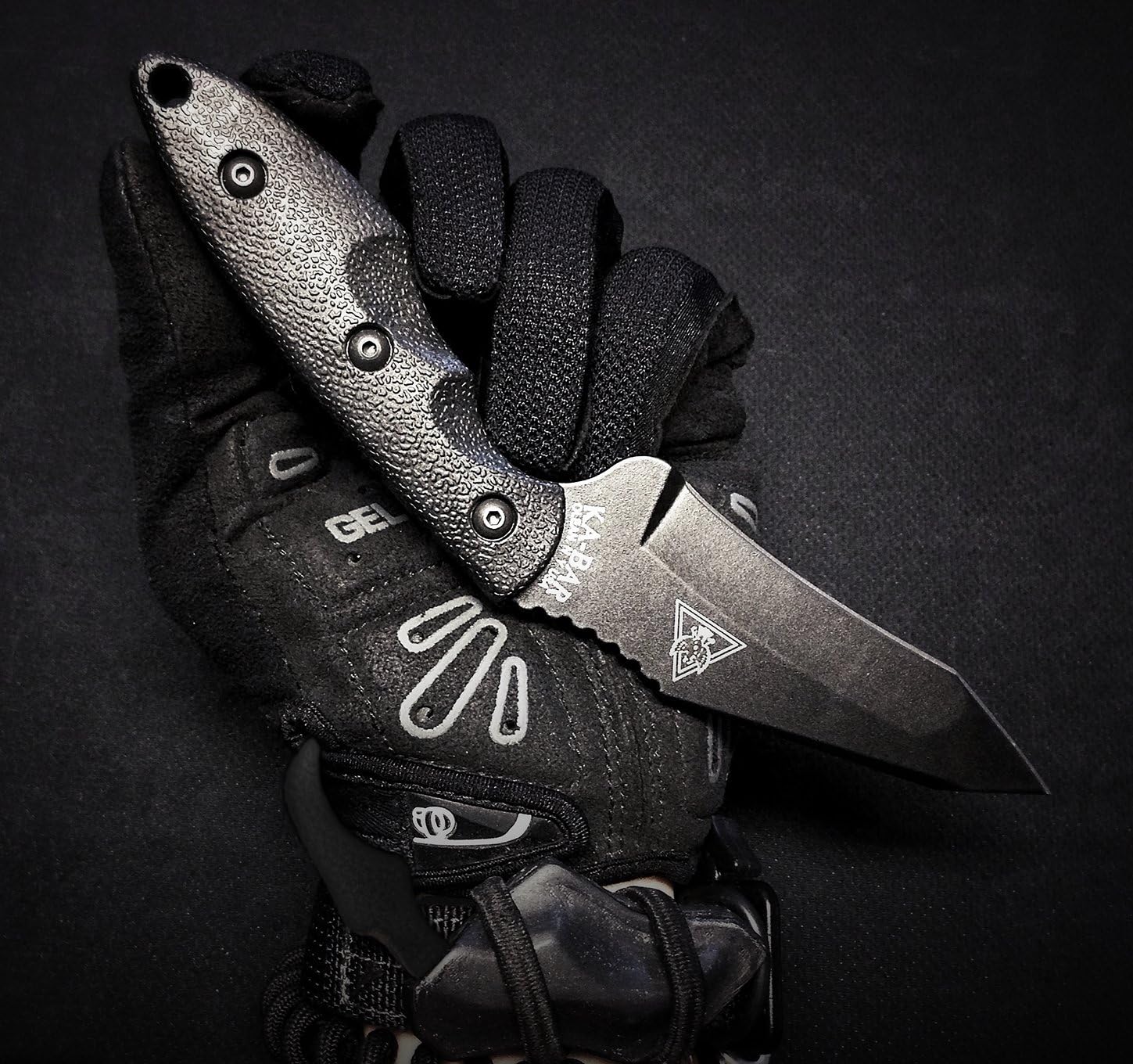 KA-BAR TDI Hinderer Hell Fire Fixed Blade Knife 3.563" Tanto Point 1095 Cro-Van Black Blade Ultramid Handle Black