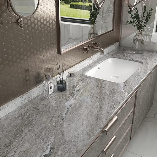 Miniatura 3 de CHIHUT Papel de contacto de mármol impermeable para encimeras de cocina de 17.7 x 236 pulgadas, papel de contacto de mármol autoadhesivo extraíble