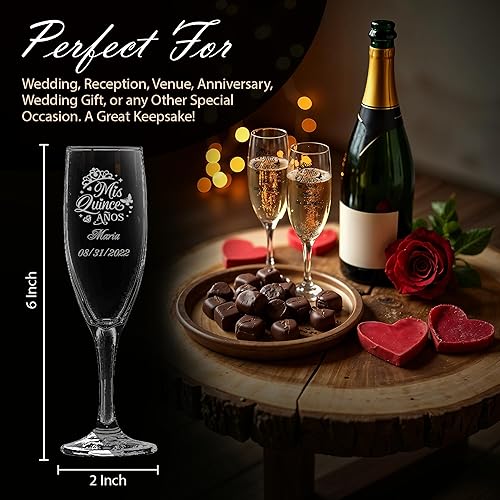 Miniatura 5 de Gifts Infinity - Juego de 2 copas de champán grabadas para boda y brindis