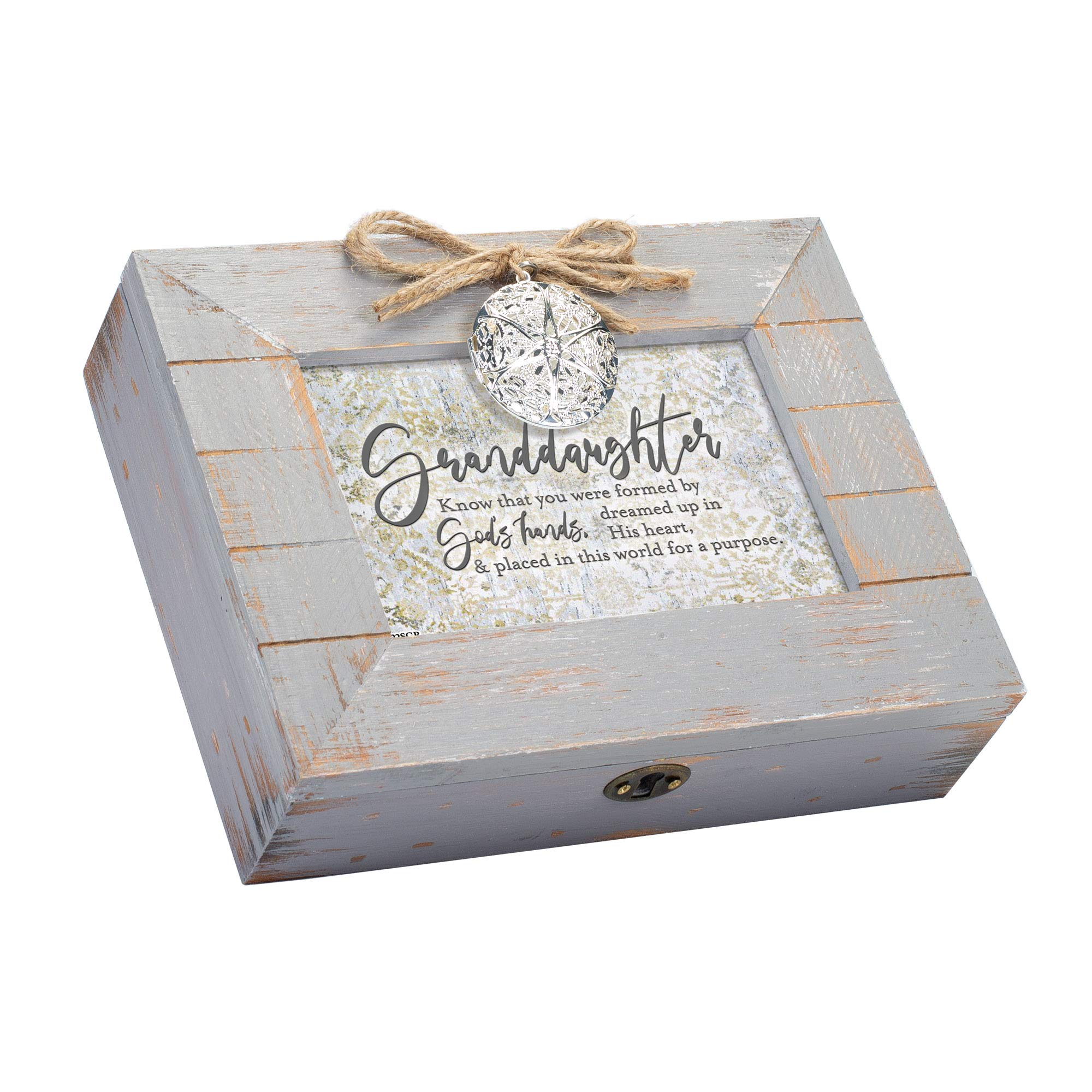 Cottage Garden Granddaughter You were Made for a Purpose Inspirational Grey Distressed Locket Music Box Plays Ave Maria