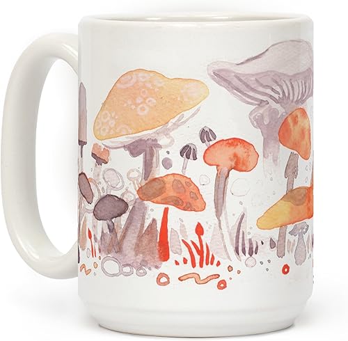 LookHUMAN - Taza de café de cerámica con diseño de setas (15 oz)