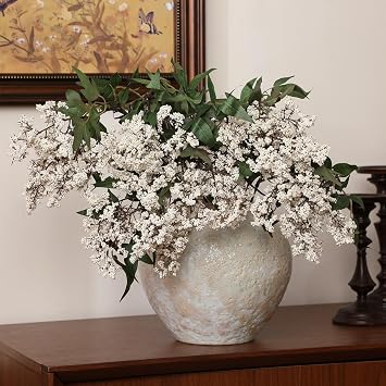 Zeyune 3 Pcs Artificial White Berry Stem 35 Inch Spring Faux Flowers Picks Branches Fake Realistic Sedum Stem Spray for Wedding Holiday Seasonal Farmhouse Mantel Harvest DIY Home Decorations | Faux Nandina Branches with Realistic Berry Clusters, Wedding Mantel Harvest Centerpiece, Farmhouse Seasonal Vase Filler