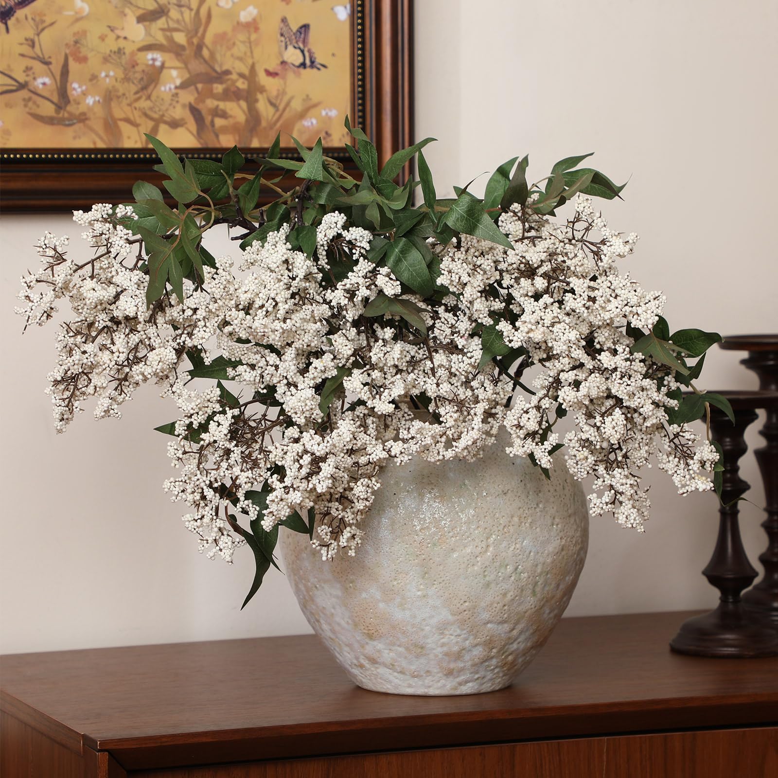 Amazon.com: Zeyune 3 Pcs Spring White Faux Berry Stem Realistic