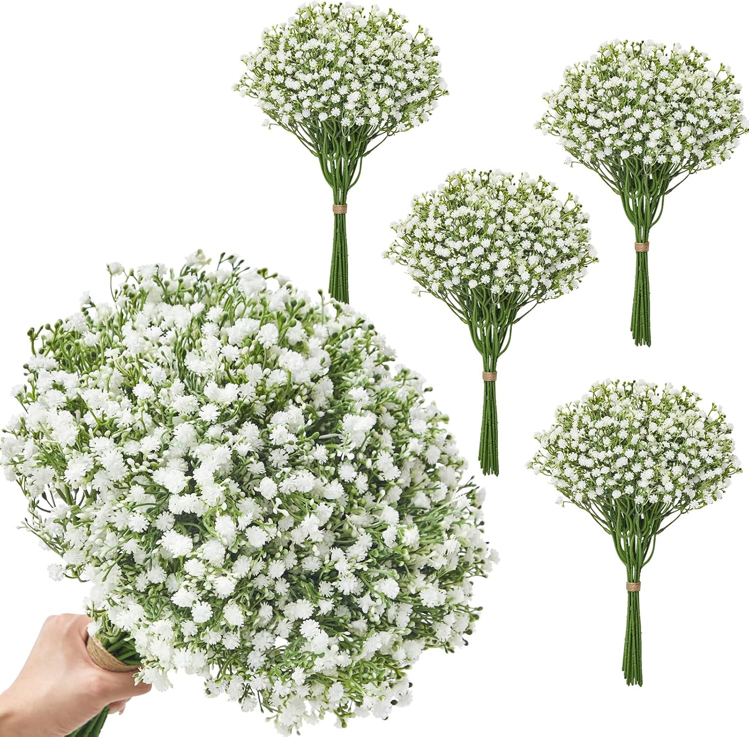 Alecono Babys Breath Artificial Flowers 100 Pcs, White Artificial Baby Breath Bulk for DIY Floral Bouquets for Wedding, Fake Babies Breath Real Touch Flowers for Home Decorations
