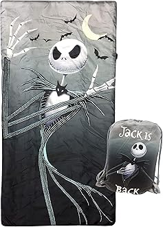Jay FrancoDisney Nightmare Before Christmas Slumber Sack - Cozy & Warm Kids Lightweight Slumber Bag/Sleeping Bag - Featuring Jack Skellington (Official Disney Product)OEKO-TEX STANDARD 100