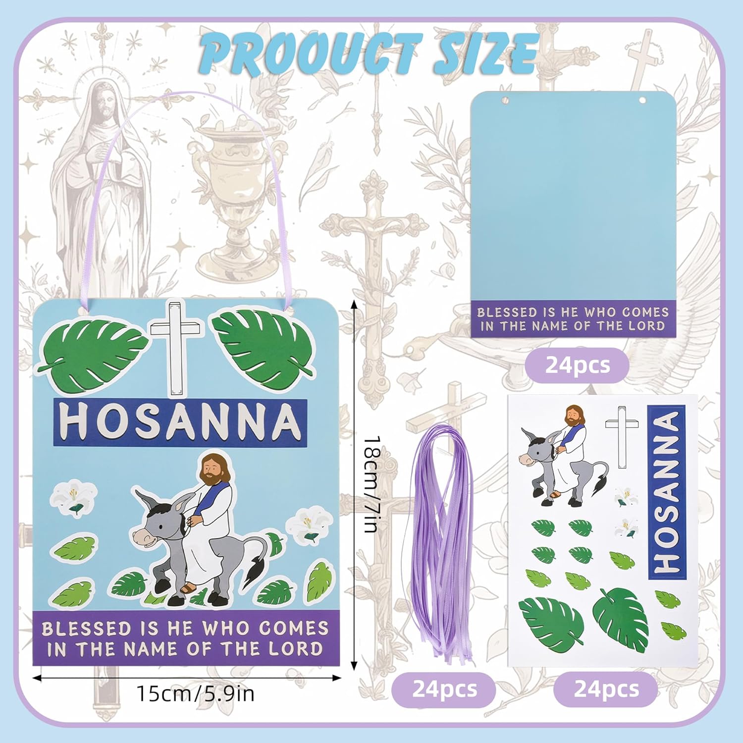 Koeilay 24 Set Easter Palm Sunday Craft Kits Make Your Own Easter Religious Hanging Ornaments Christian Decor for Holy Week, Church Activities, Bible Study Groups, Family Decor