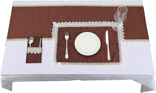 rockcloud Camino de mesa de encaje de 15 x 75 pulgadas, bolsa de vajilla para decoración de banquetes de boda, Navidad, decoración de mesa de fiesta