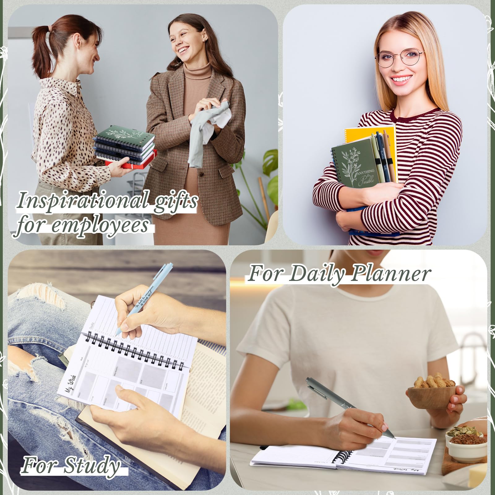 Dispowreath Employee Appreciation Gifts Bulk A6 inspirierendes Tagebuch mit motivierendem Kugelschreiber, Dankeschön-Notizbuch, Geschenke für Schulanfang, Studenten, Lehrer, Kollegen
