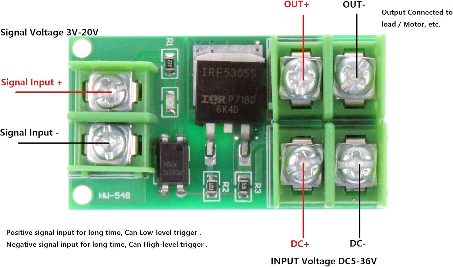 NOYITO Electronic Switch Control Board Isolation MOS FET High Low level Trigger Switch Control Module DC Control DC 5 to 36V Input Controlled voltage (Pack of 2)