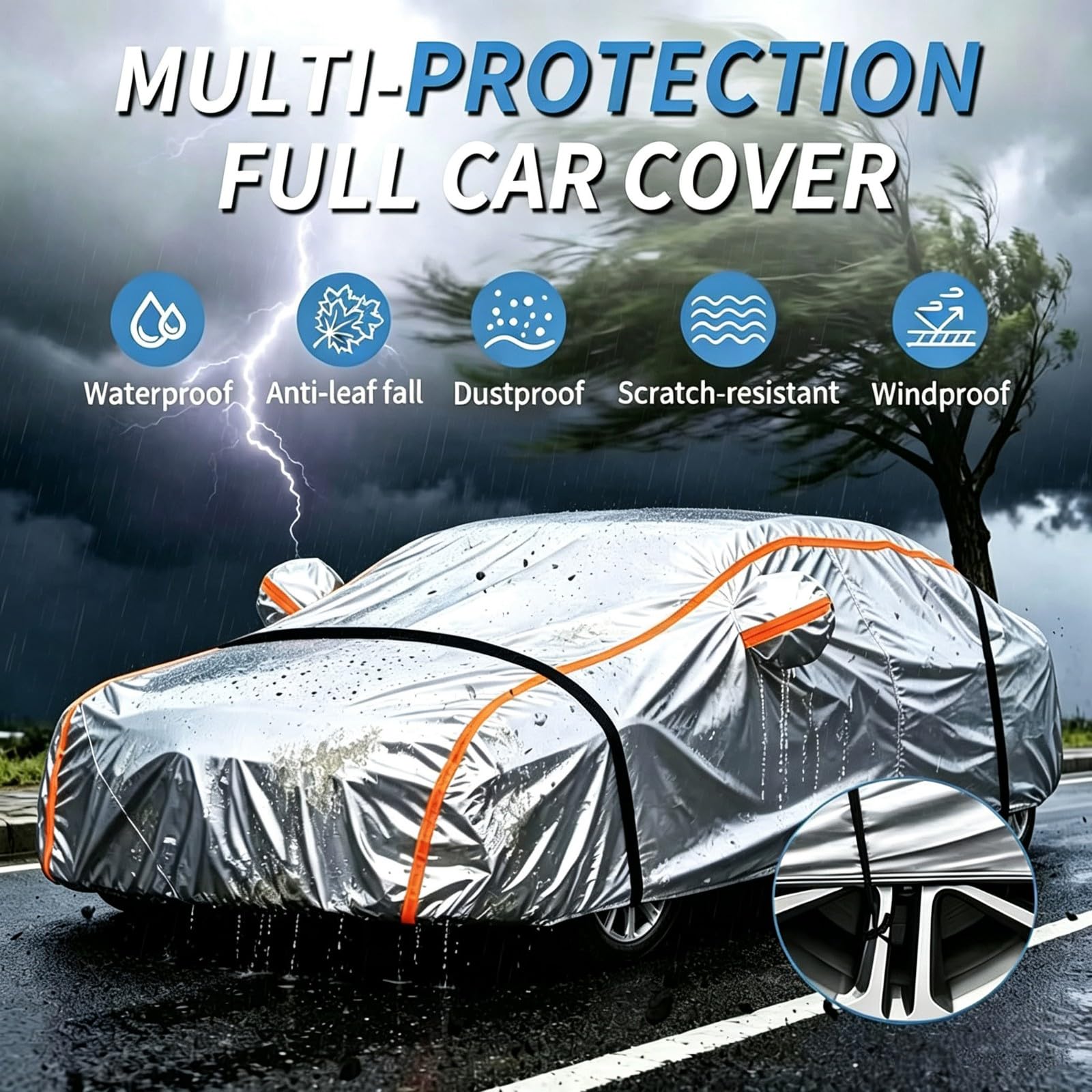 Telo Copriauto per T oyota Tundra CrewMax (2007-2021) | Copriauto leggero su misura, Protezione UV & resistente all'acqua, Antivento & antifurto, Adattamento elastico aderente