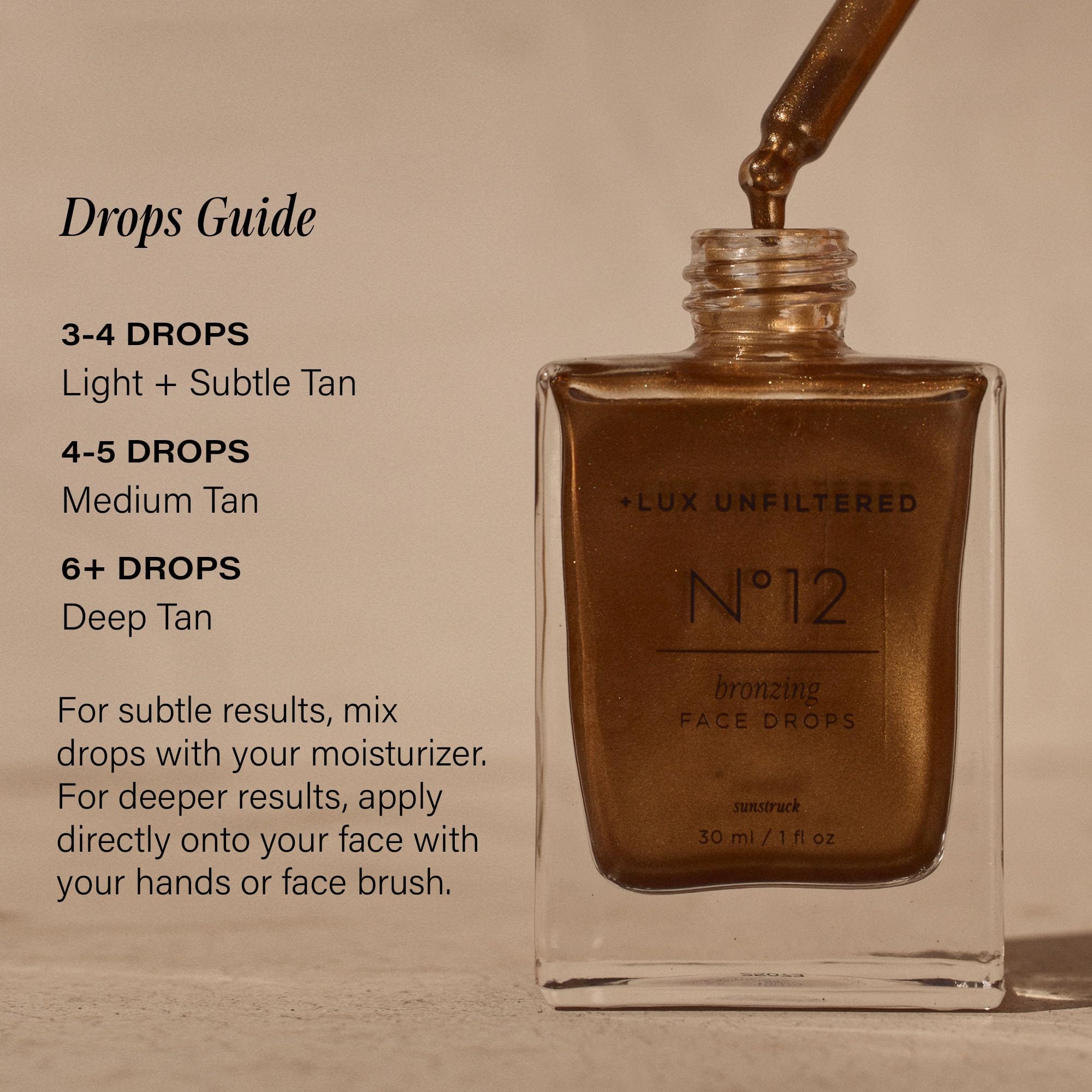 + Lux Unfiltered N°12 Sun Struck Bronzing Face Tanning Drops